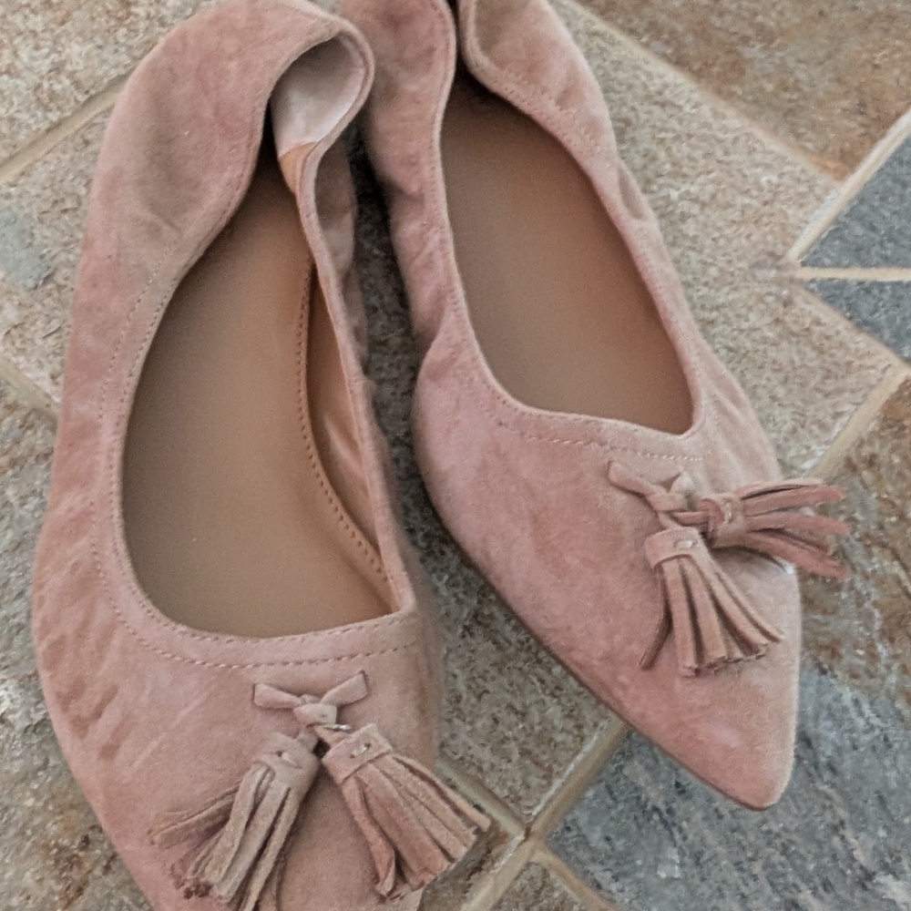 J. Crew Tan Suede Tassel Flats